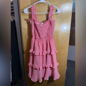 Red Gingham Tiered Dress
